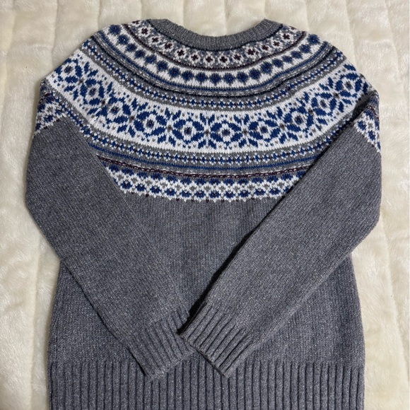 Abercrombie & Fitch Gray Nordic Pattern Crewneck Sweater size S - Picture 7 of 10